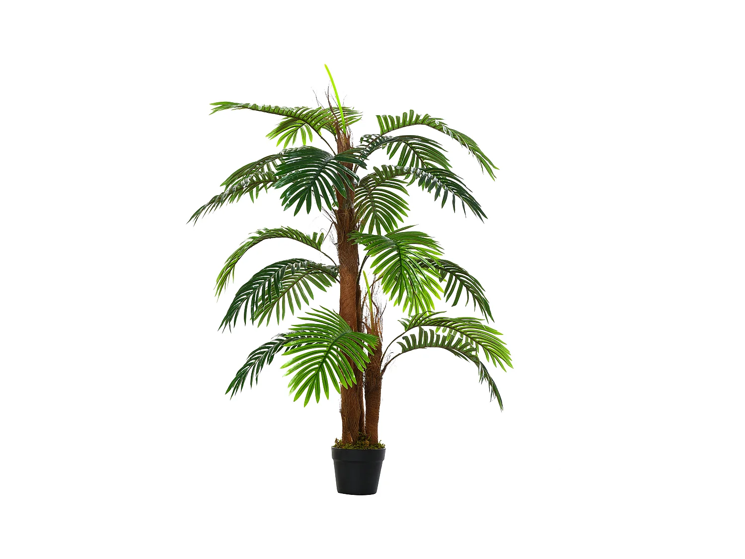 Palmier artificiel réaliste, plastique, vert, avec pot en plastique (16x16x120 cm)