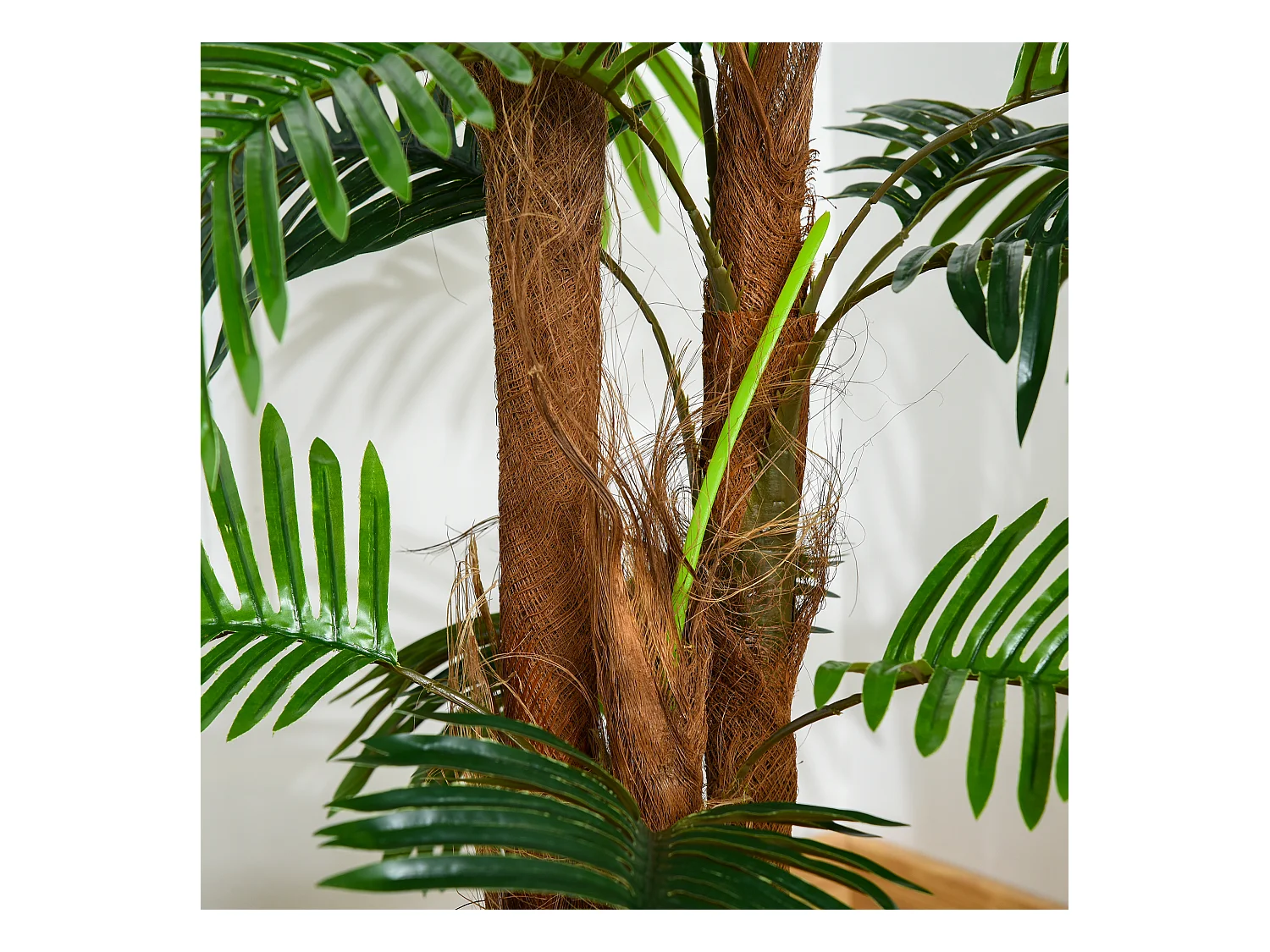 Palmier artificiel réaliste, plastique, vert, avec pot en plastique (16x16x120 cm)