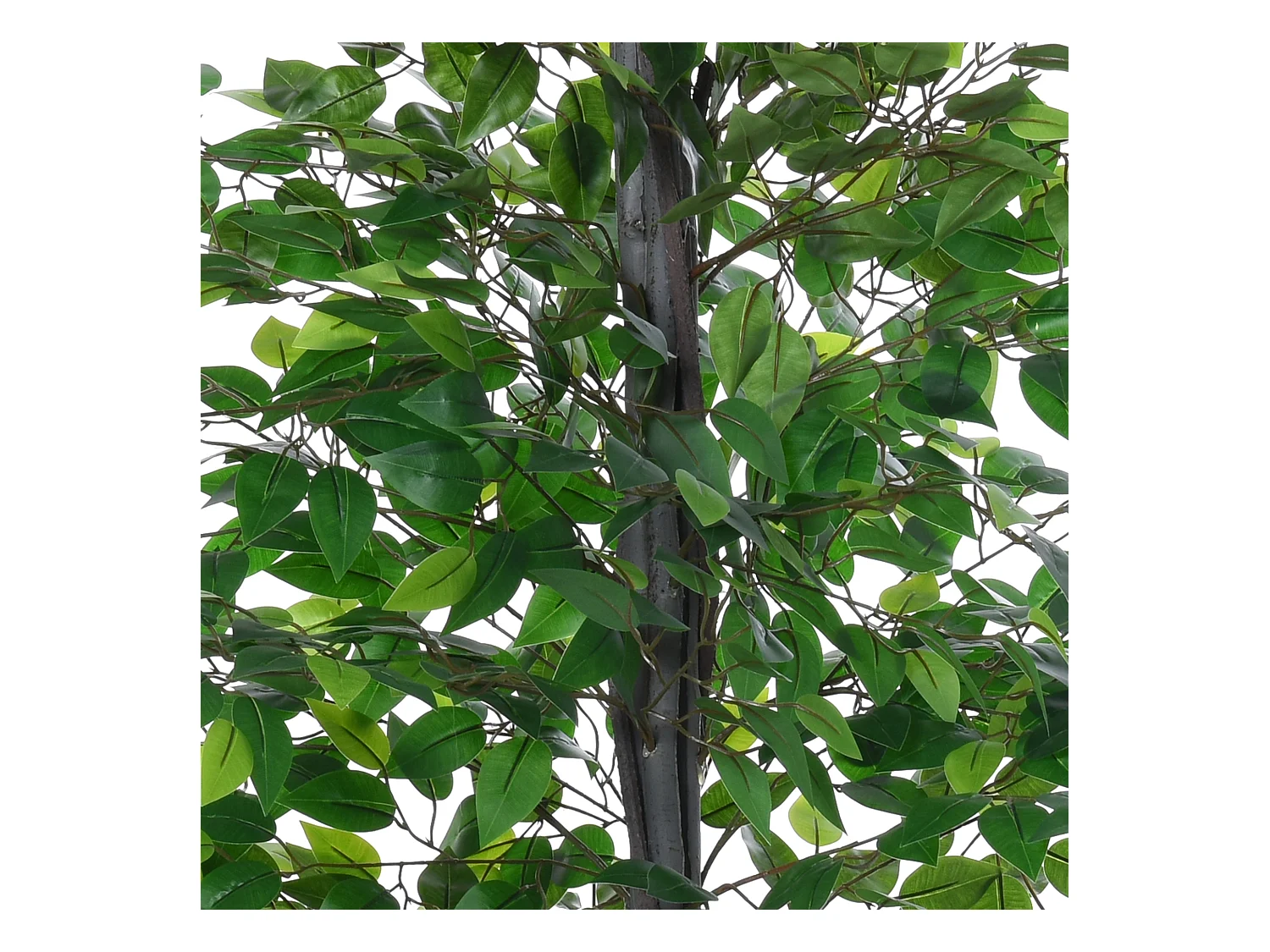 Arbre artificiel Banyan décoratif, bois massif, vert, pot ciment noir (20x20x145cm)