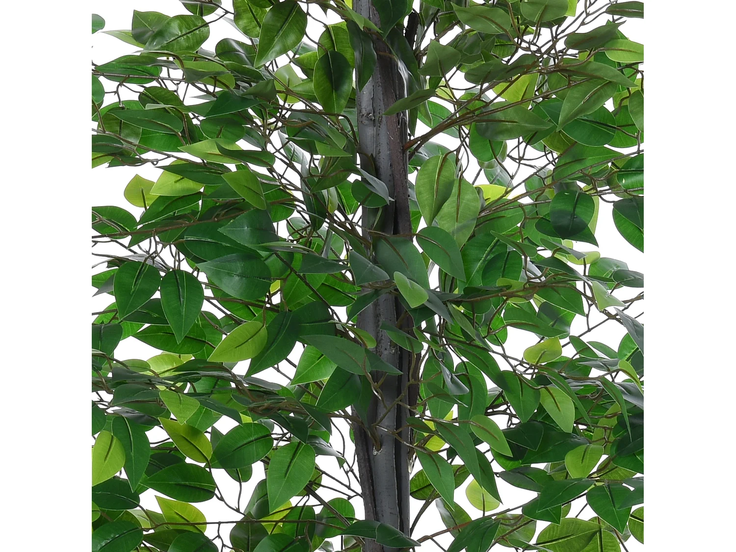 Arbre artificiel Banyan décoratif, bois massif, vert, pot ciment noir (20x20x145cm)