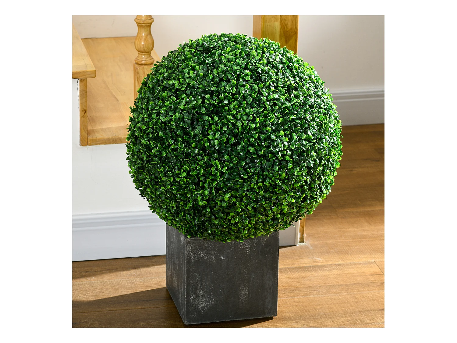 Set di 2 palline di bosso artificiale, plastica resistente, verde (50x50x50cm)