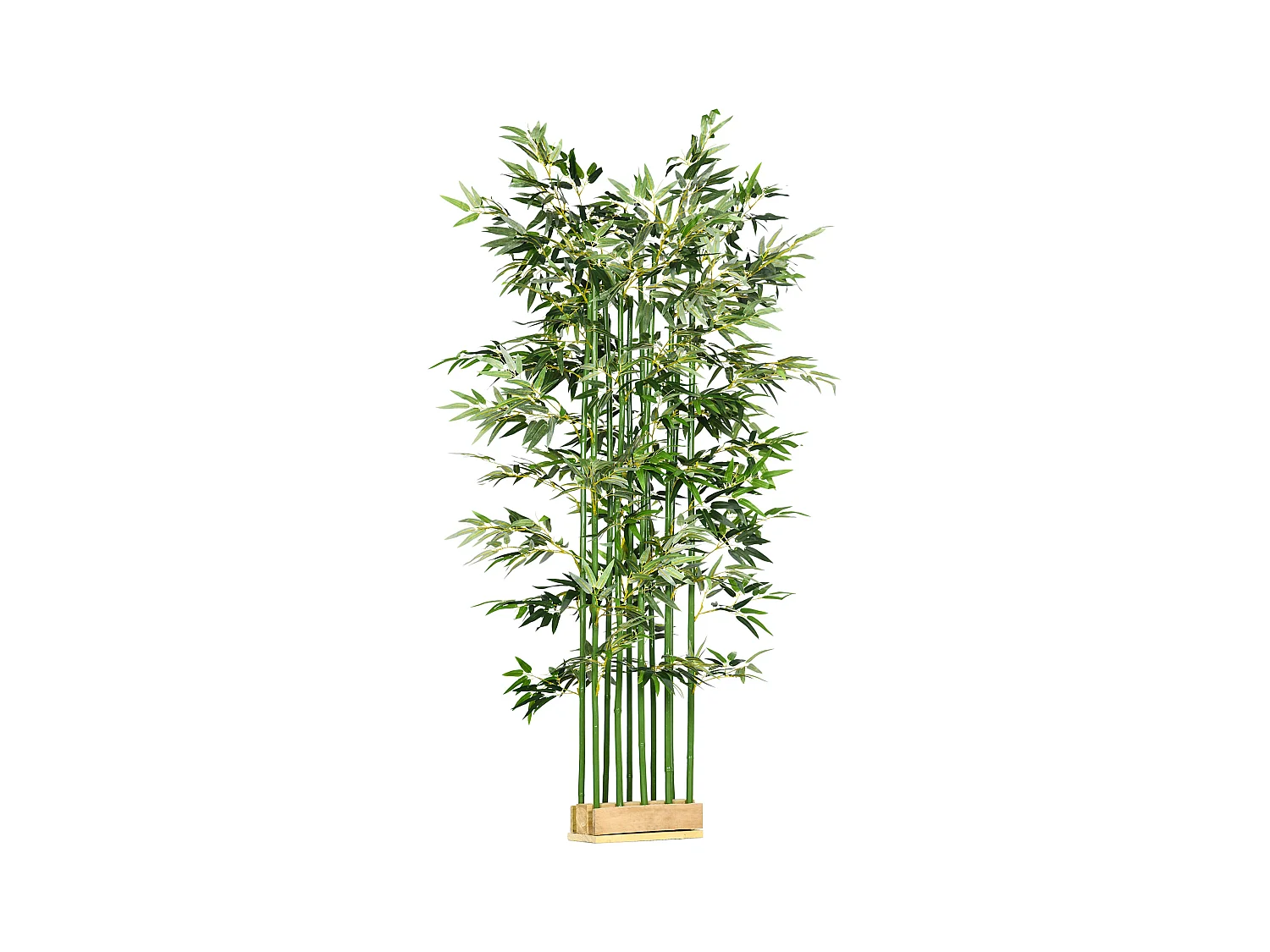 Plante artificielle Bambou, 180 cm, dans pot en bois de pin, pour intérieur et extérieur, décorative, verte (35x35x180 cm)