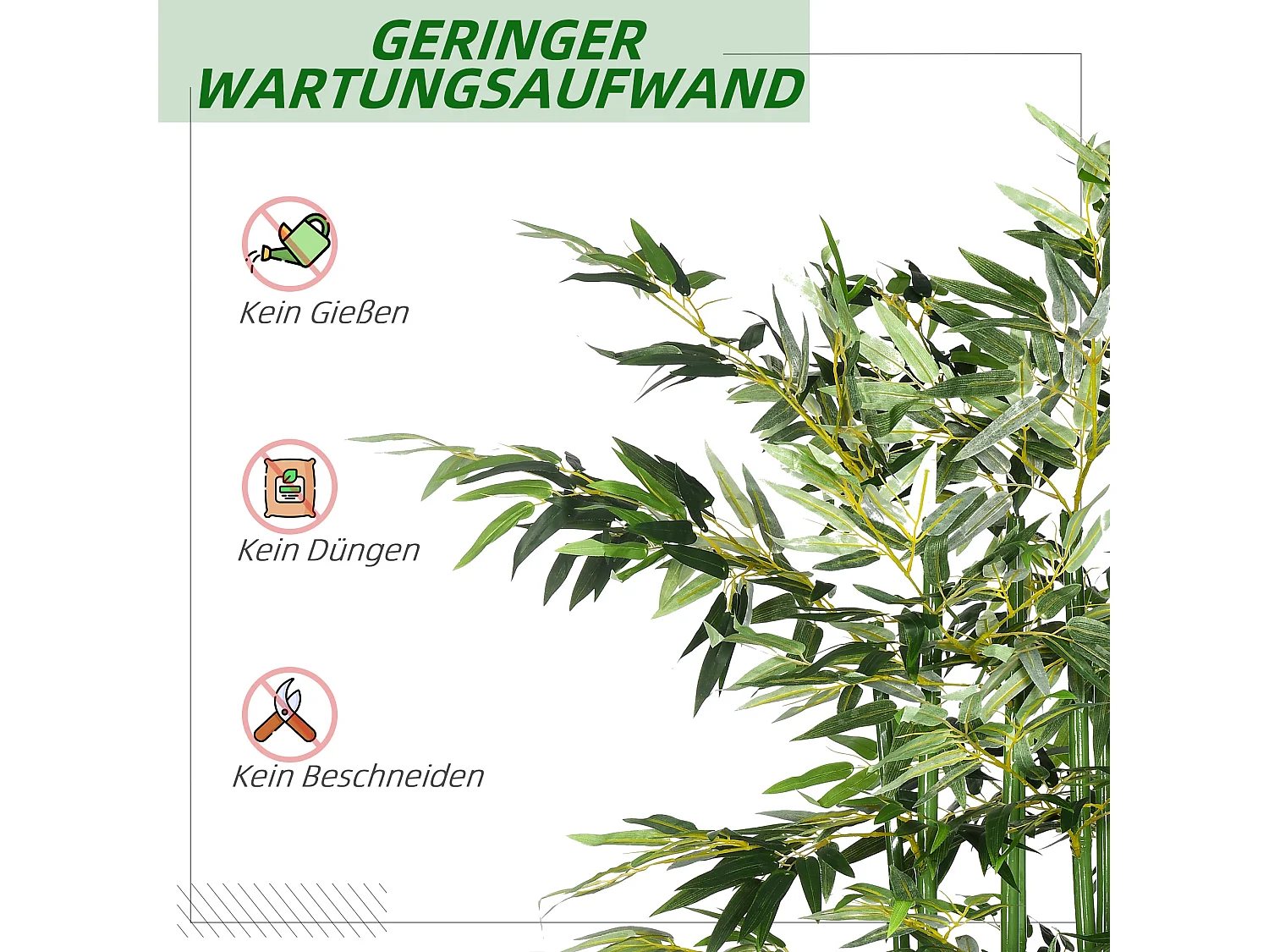 Planta de bambú artificial, 180 cm, en maceta de madera de pino, para interior y exterior, decorativa, verde (35 x 35 x 180 cm)