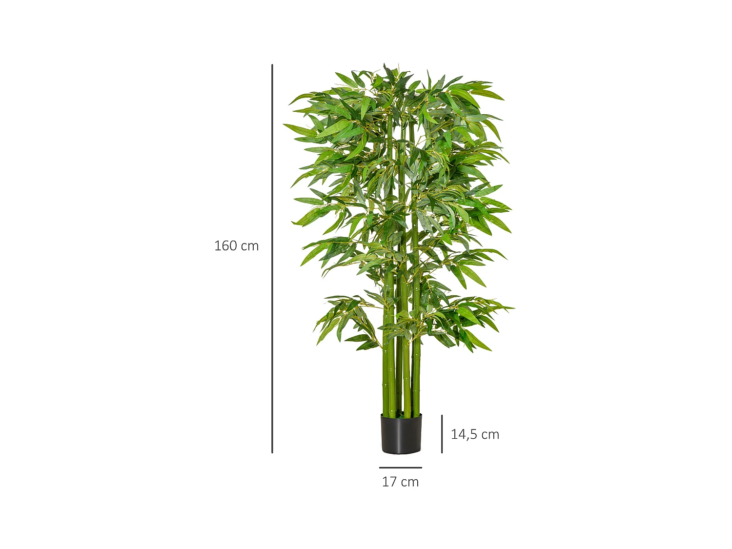 Plante artificielle bambou grande, pot plastique, entretien facile, vert (17x17x160cm)