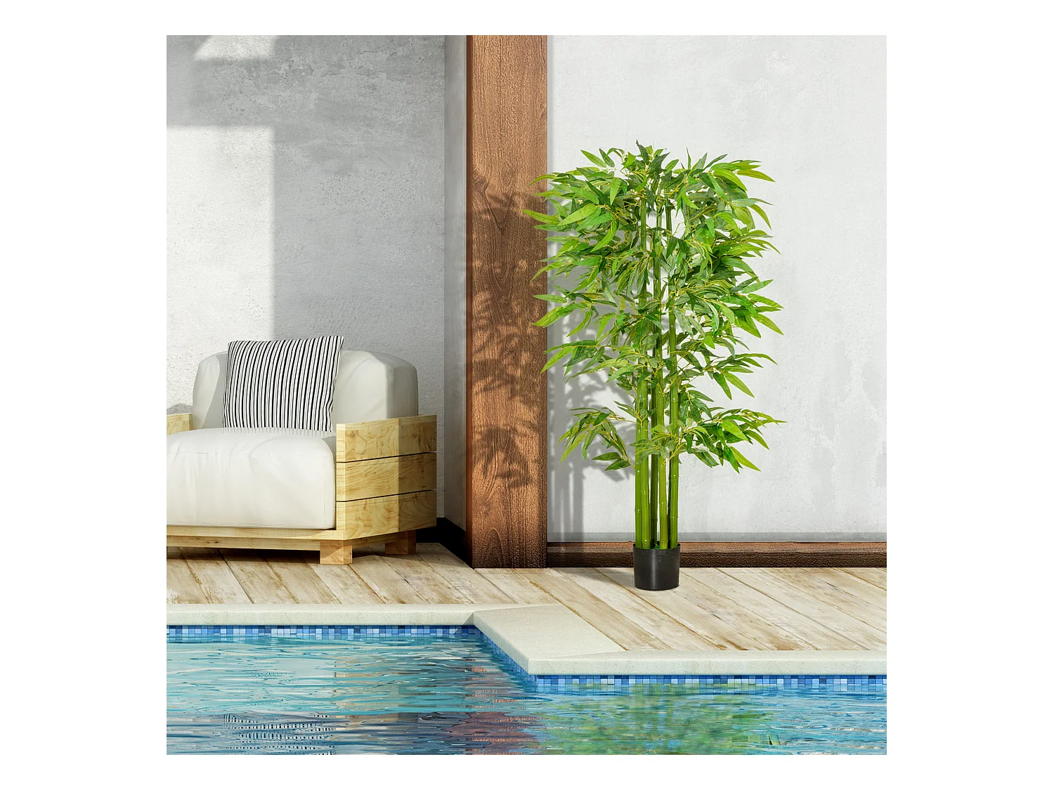 Plante artificielle bambou grande, pot plastique, entretien facile, vert (17x17x160cm)