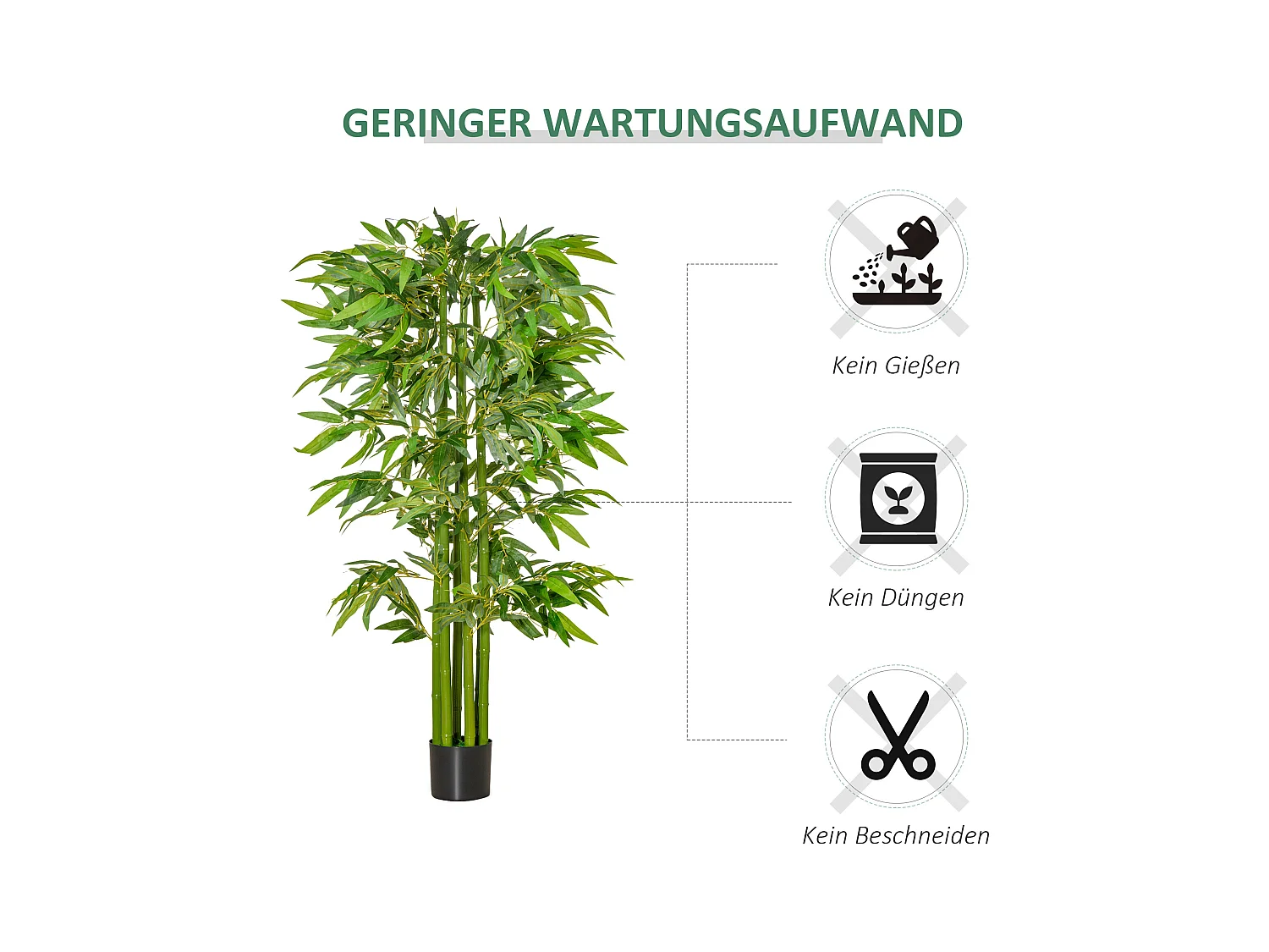 Plante artificielle bambou grande, pot plastique, entretien facile, vert (17x17x160cm)