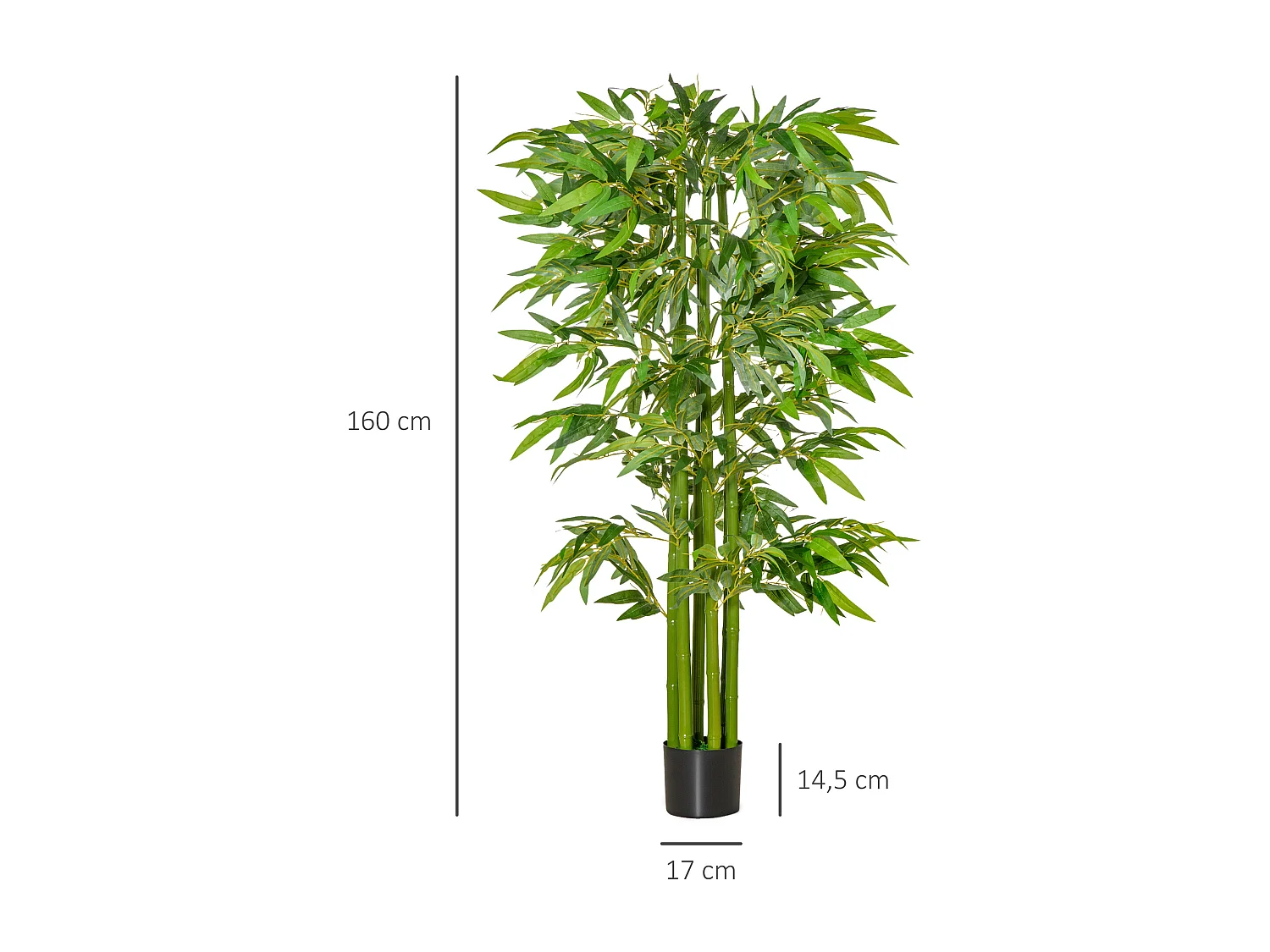 Plante artificielle bambou grande, pot plastique, entretien facile, vert (17x17x160cm)