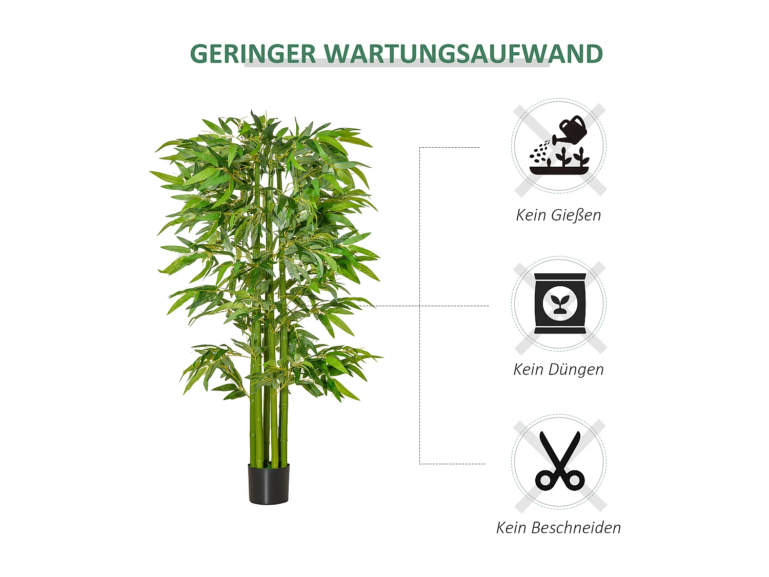 Plante artificielle bambou grande, pot plastique, entretien facile, vert (17x17x160cm)