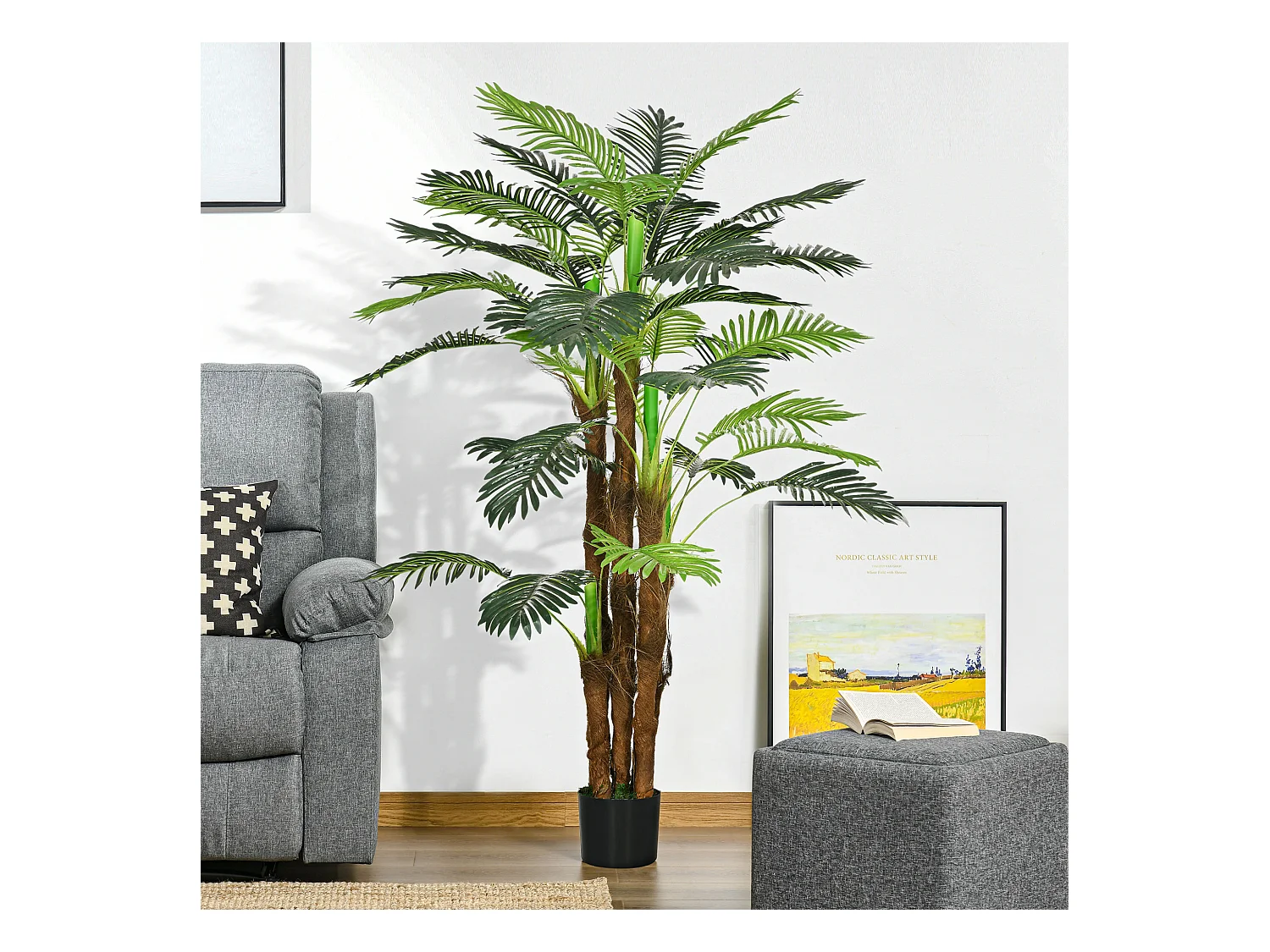 Kunstpalm, 160 cm, 36 takken, tuin- en interieurdecoratie, kunststof, groen (16x16x160 cm)