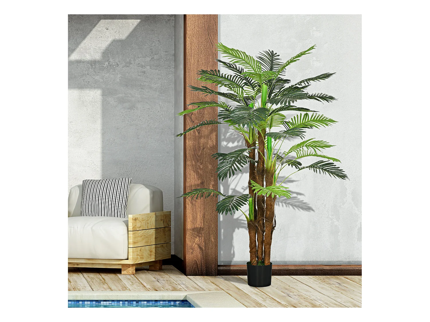 Kunstpalm, 160 cm, 36 takken, tuin- en interieurdecoratie, kunststof, groen (16x16x160 cm)
