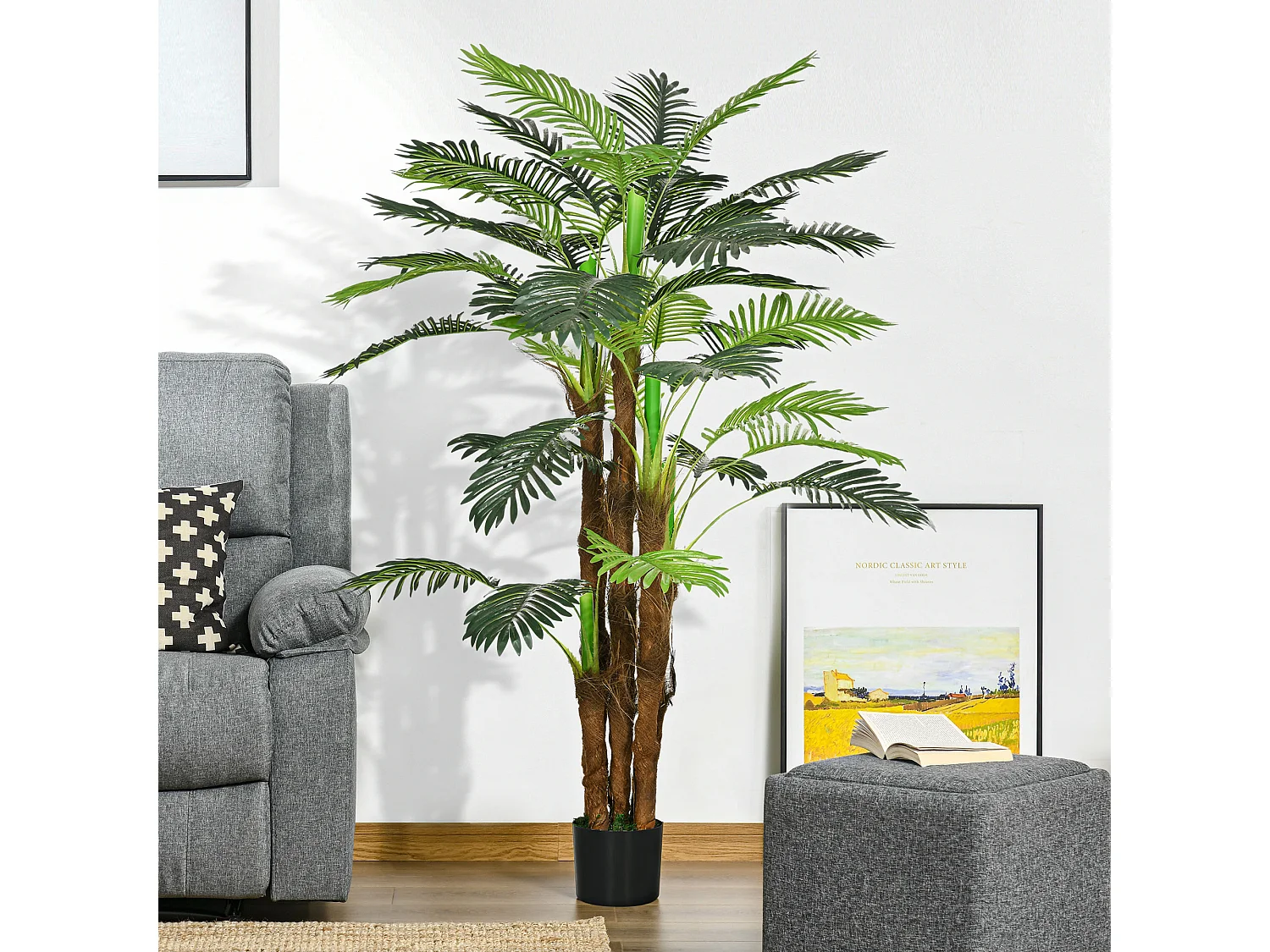 Plante artificielle Palme, 160 cm, 36 branches, décor de jardin et intérieur, plastique, vert (16x16x160 cm)