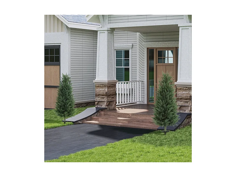 Set van 2 realistische kunstmatige cipressen met palen, groen plastic (33x33x100cm)