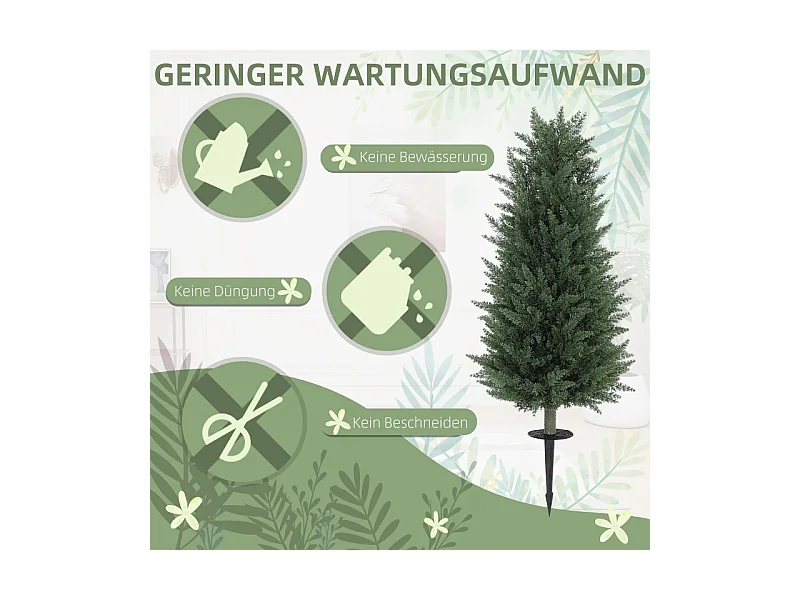 Set van 2 realistische kunstmatige cipressen met palen, groen plastic (33x33x100cm)