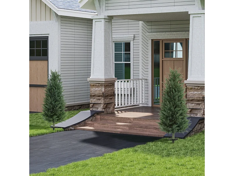 Set de 2 cyprès artificiels réalistes avec piquets, plastique vert (33x33x100cm)