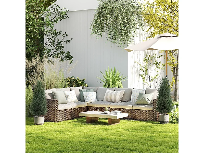 Set de 2 cyprès artificiels réalistes avec piquets, plastique vert (33x33x100cm)