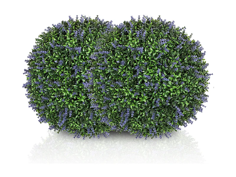 Set van 2 kunstmatige lavendel, decoratieve ballen, kunststof, paars en groen (42x42x42cm)