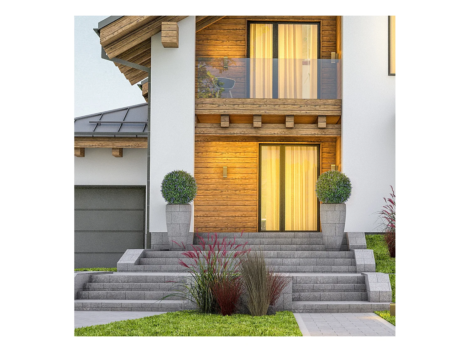 Lot de 2 lavandes artificielles, boule décorative, plastique, violet et vert (42x42x42cm)