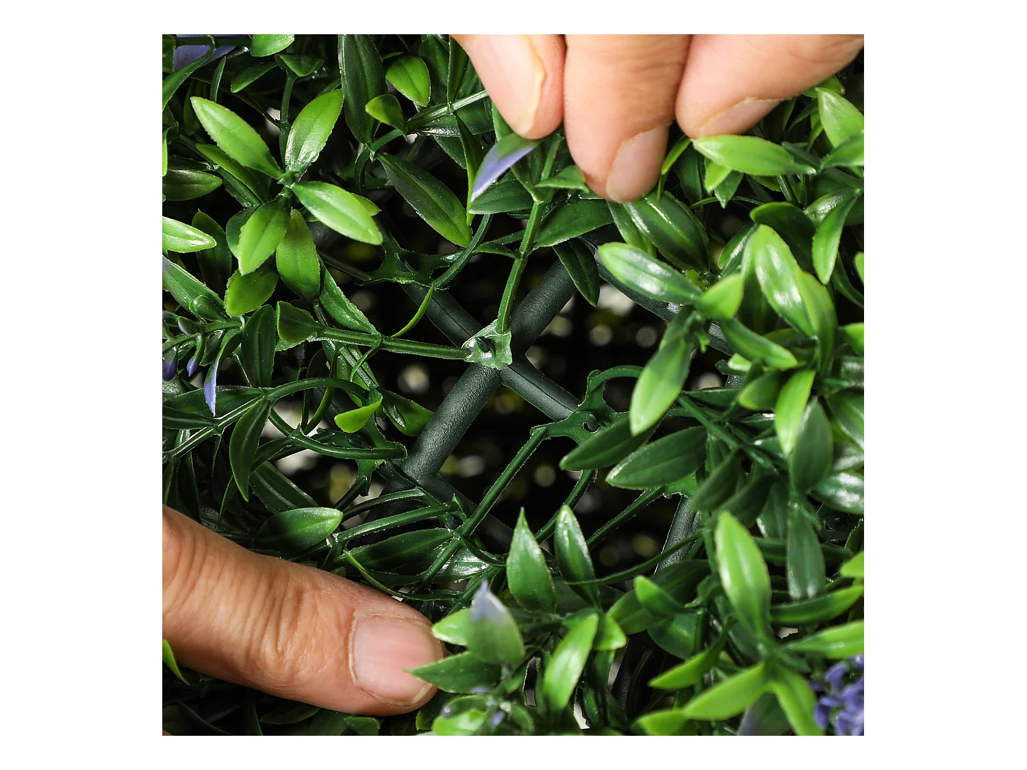 Lot de 2 lavandes artificielles, boule décorative, plastique, violet et vert (42x42x42cm)