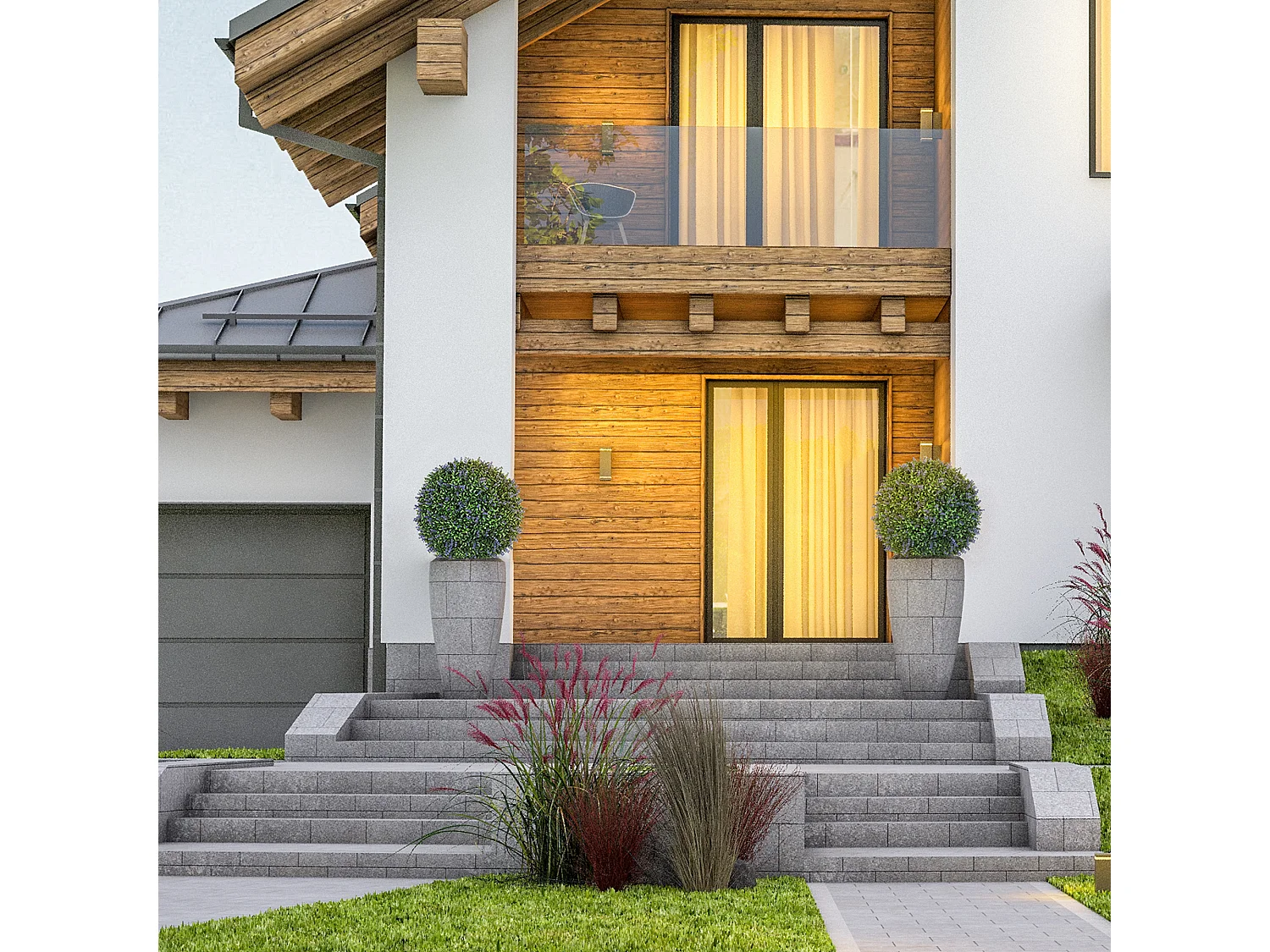 Lot de 2 lavandes artificielles, boule décorative, plastique, violet et vert (42x42x42cm)