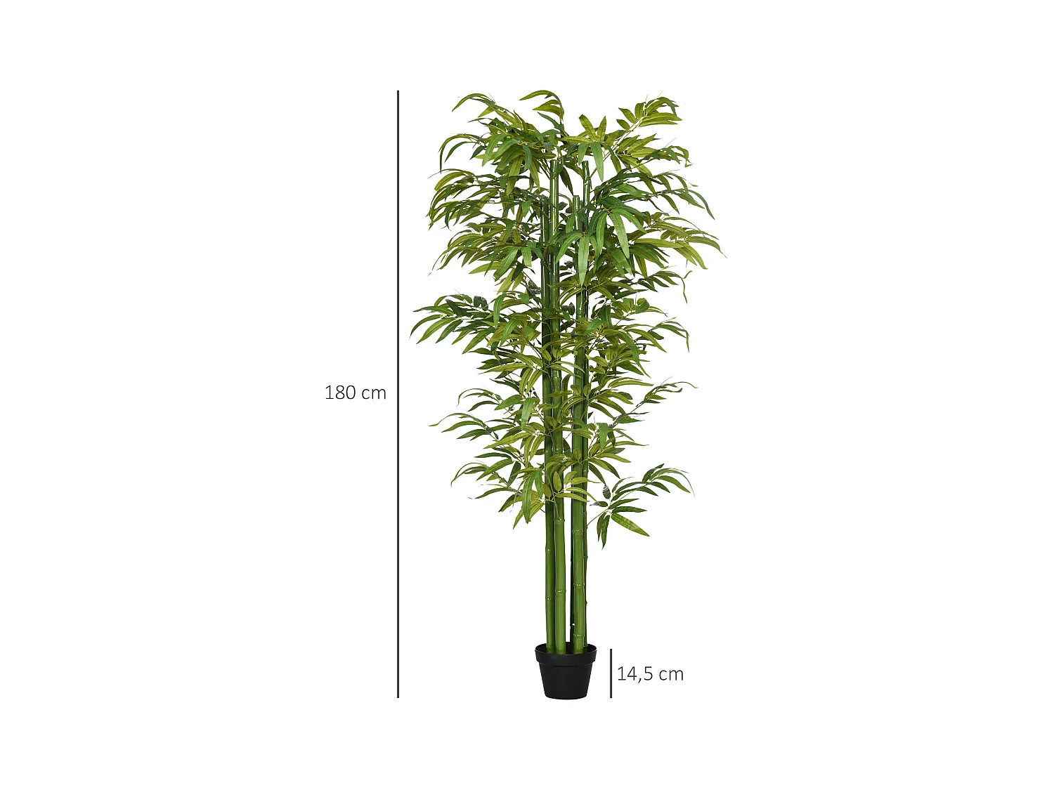 Kunstbamboe plant 180 cm, met decoratieve cementpot, voor binnen, groen (17x17x180 cm)
