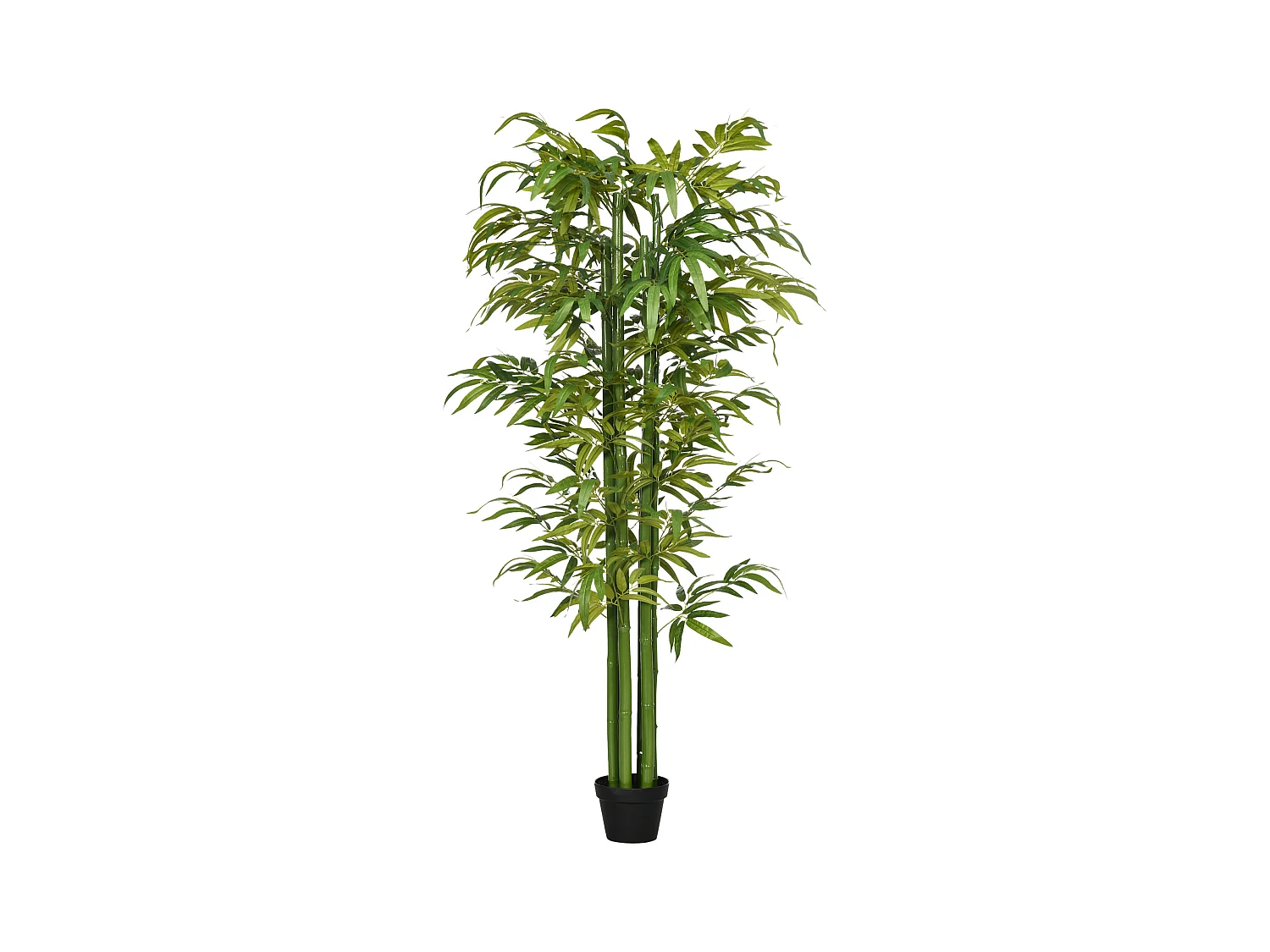 Plante artificielle Bambou 180 cm, avec pot décoratif en ciment, pour intérieur, verte (17x17x180 cm)