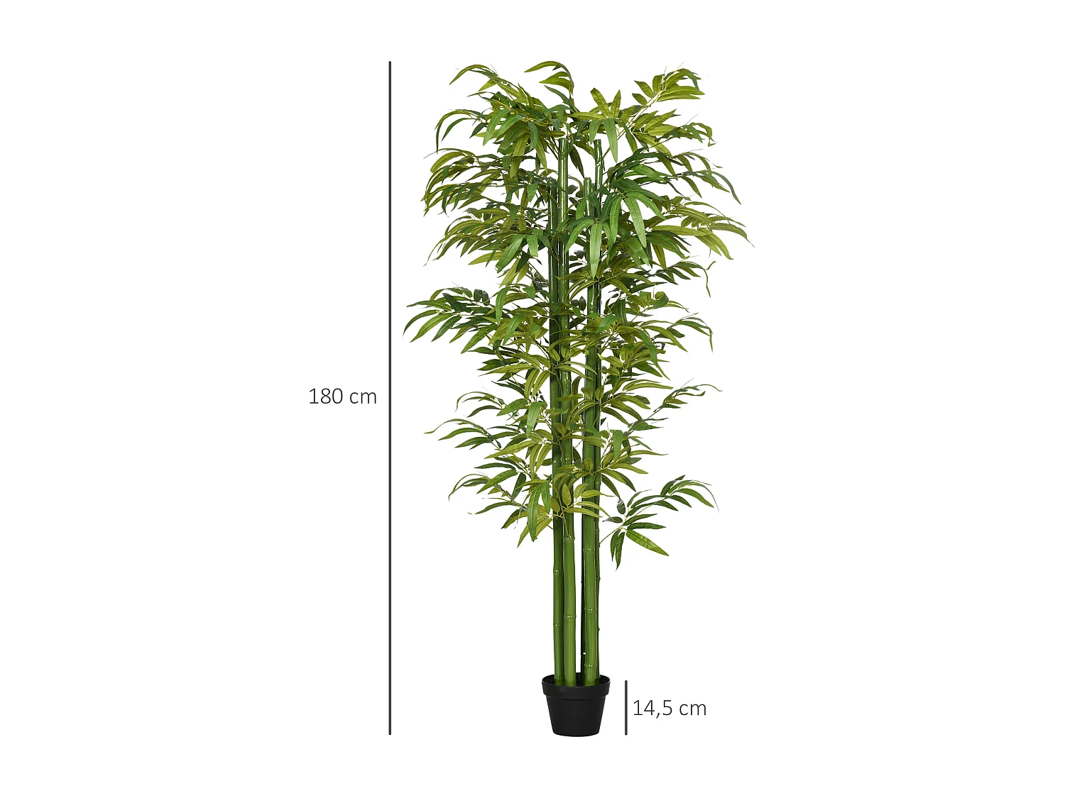 Plante artificielle Bambou 180 cm, avec pot décoratif en ciment, pour intérieur, verte (17x17x180 cm)