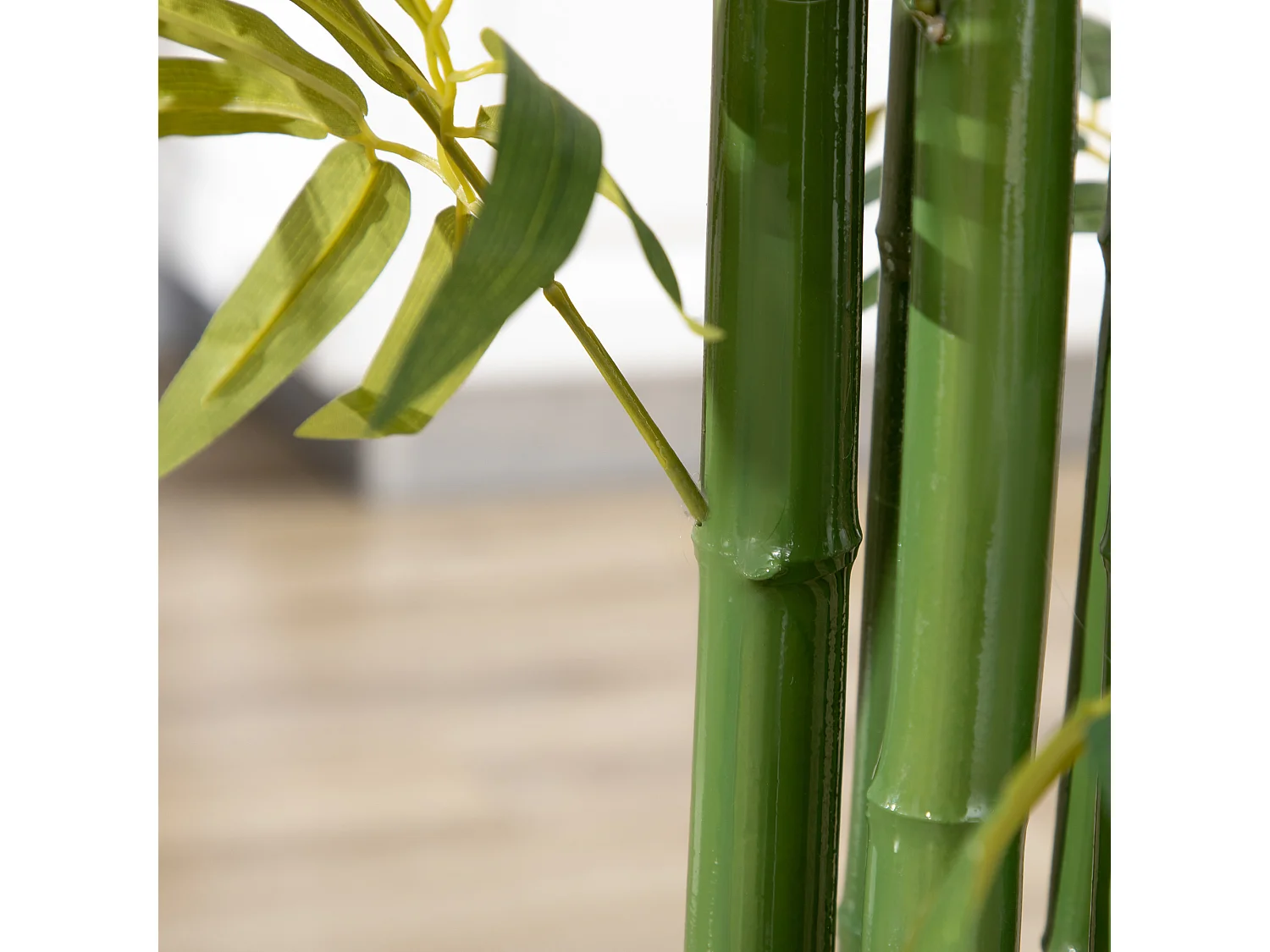 Plante artificielle Bambou 180 cm, avec pot décoratif en ciment, pour intérieur, verte (17x17x180 cm)