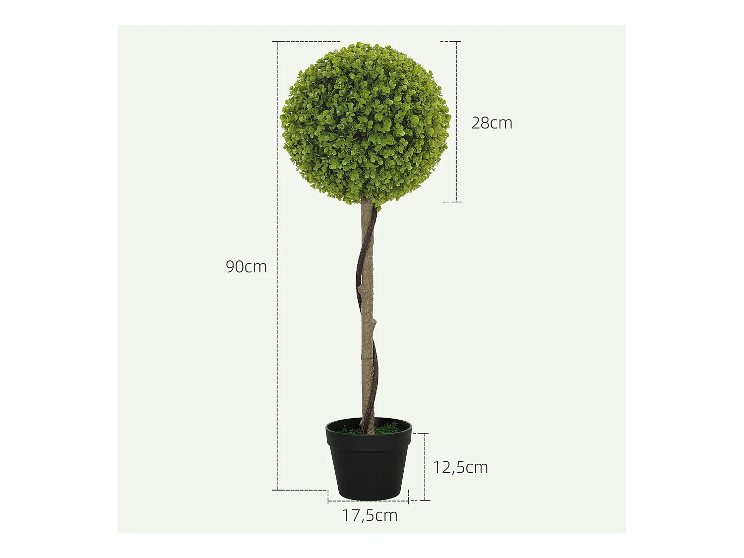 Ensemble de 2 Eucalyptus artificiels, 90 cm, plantes décoratives en pot, vert (28x28x90 cm)