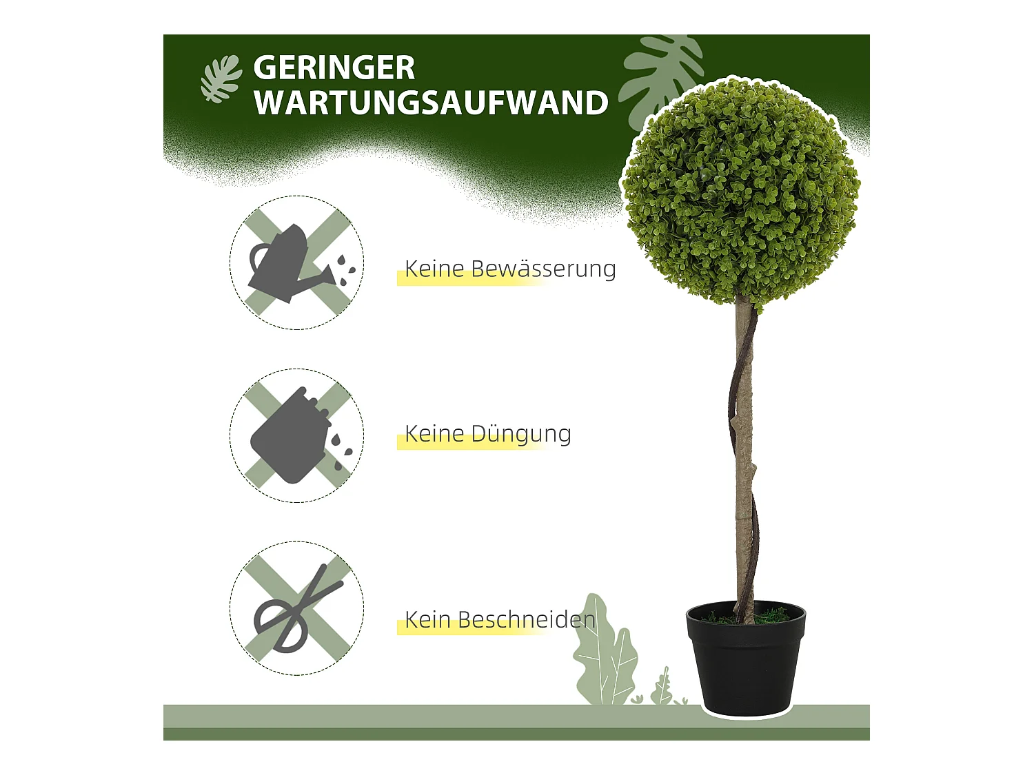 Ensemble de 2 Eucalyptus artificiels, 90 cm, plantes décoratives en pot, vert (28x28x90 cm)