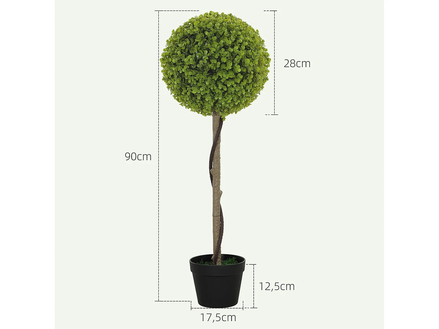 Ensemble de 2 Eucalyptus artificiels, 90 cm, plantes décoratives en pot, vert (28x28x90 cm)