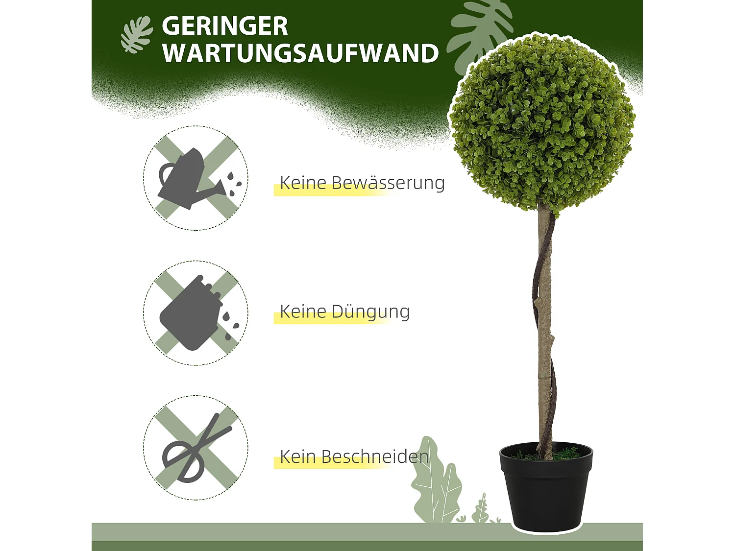 Ensemble de 2 Eucalyptus artificiels, 90 cm, plantes décoratives en pot, vert (28x28x90 cm)