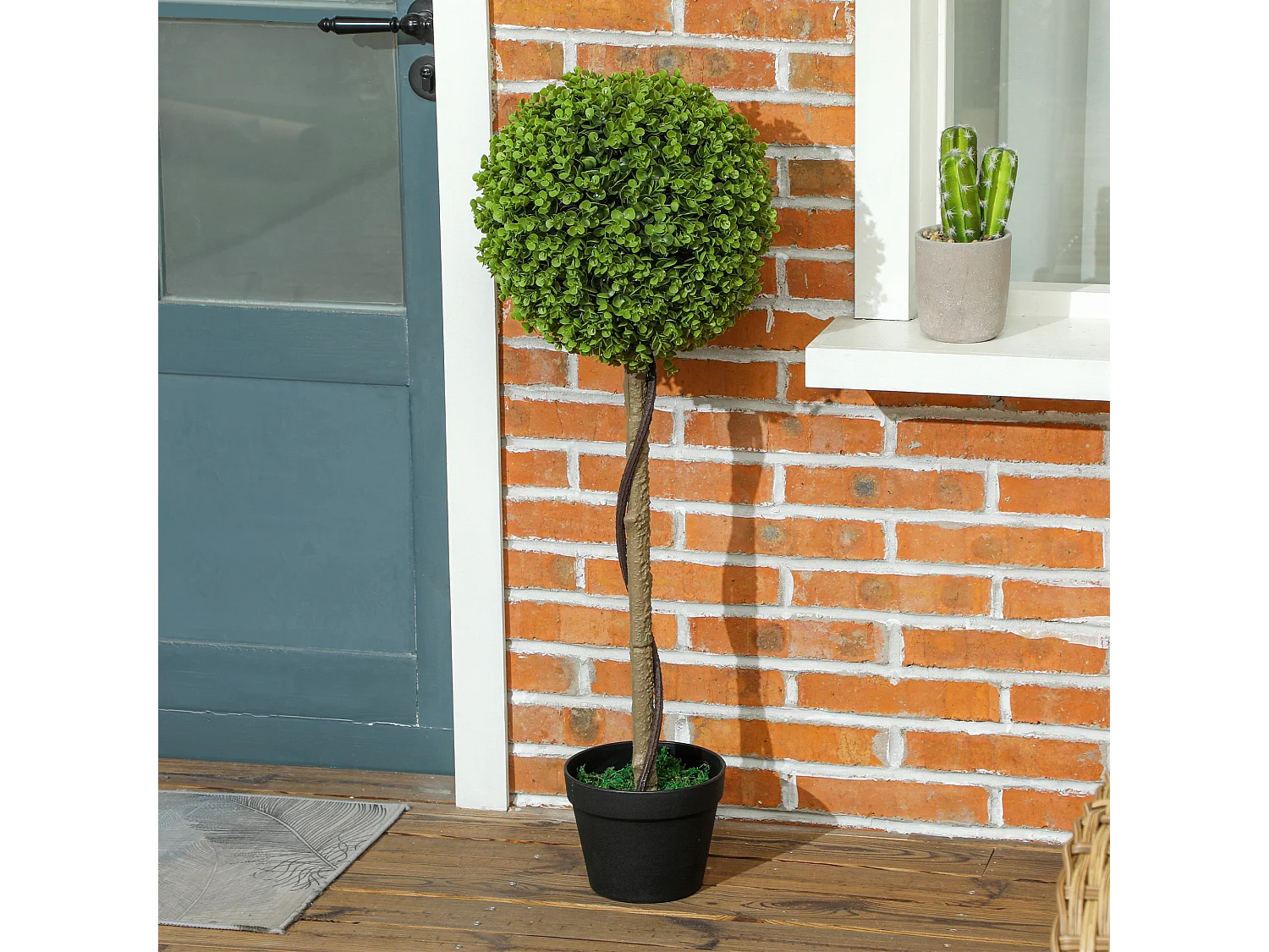 Ensemble de 2 Eucalyptus artificiels, 90 cm, plantes décoratives en pot, vert (28x28x90 cm)