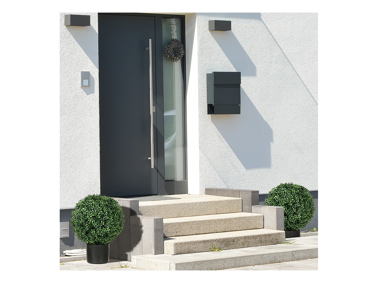 Plantes artificielles 2 pièces, buis en pot, UV résistant, vert (40x40x52 cm)