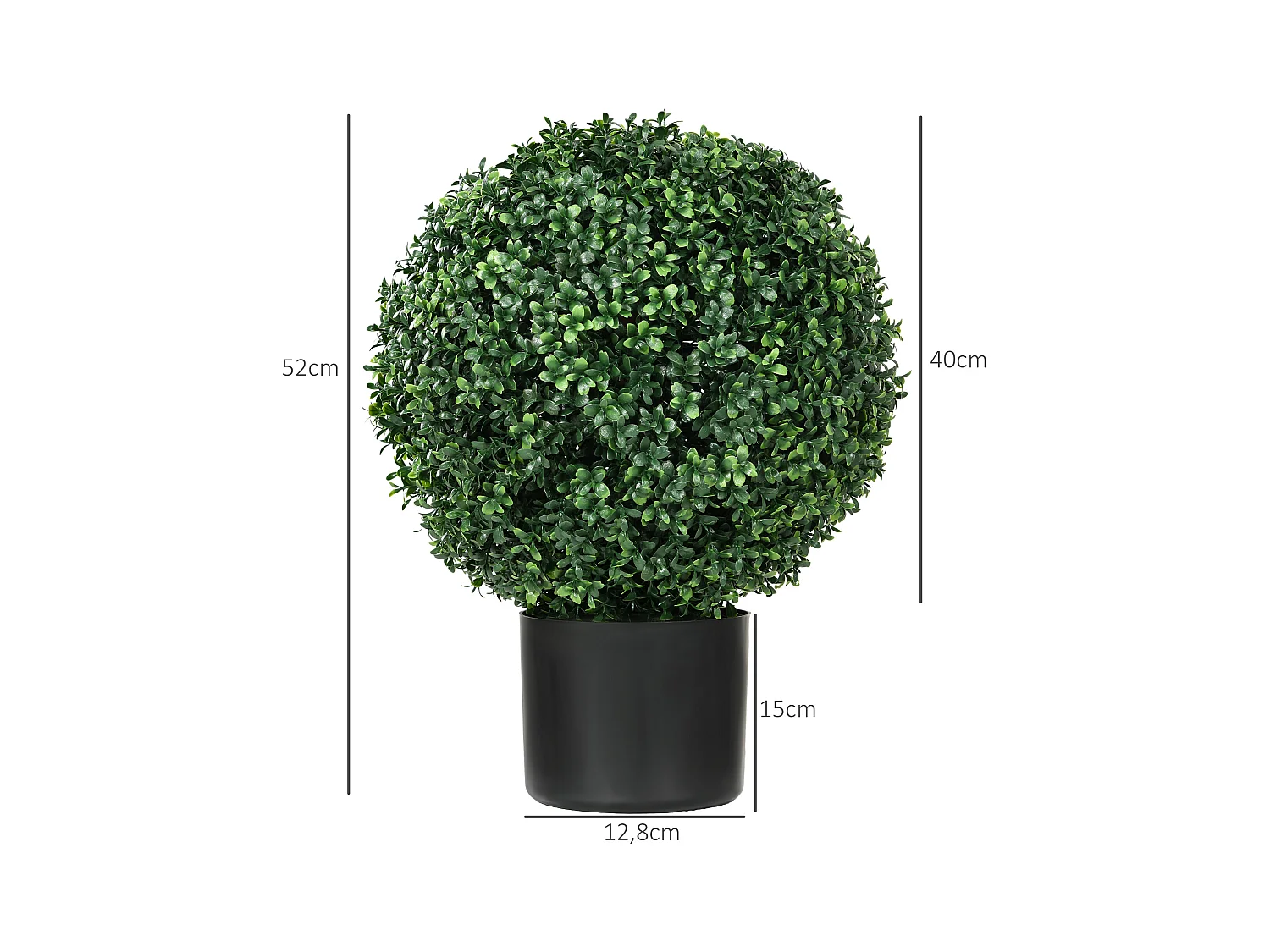 Plantes artificielles 2 pièces, buis en pot, UV résistant, vert (40x40x52 cm)