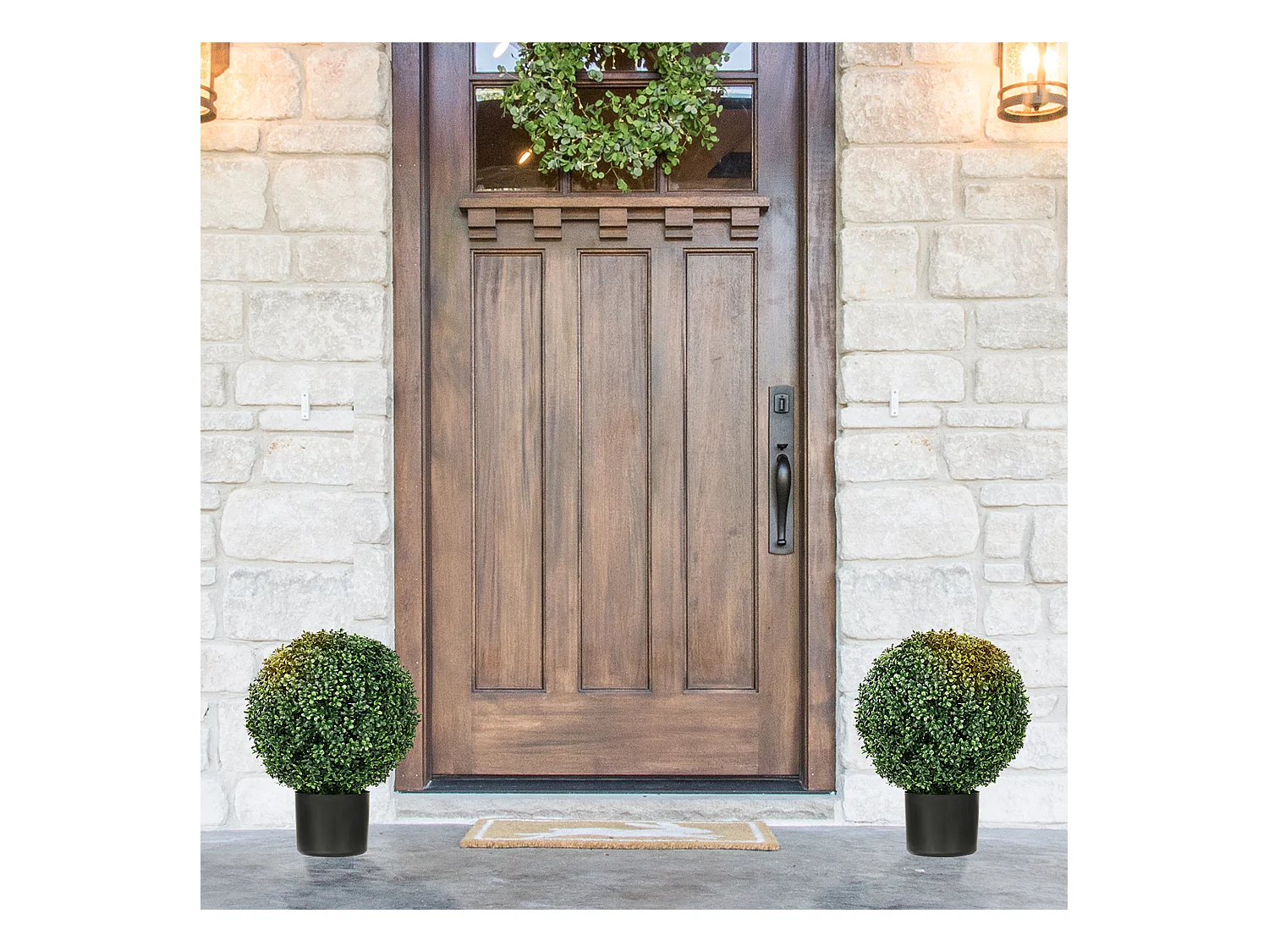 Plantes artificielles 2 pièces, buis en pot, UV résistant, vert (40x40x52 cm)