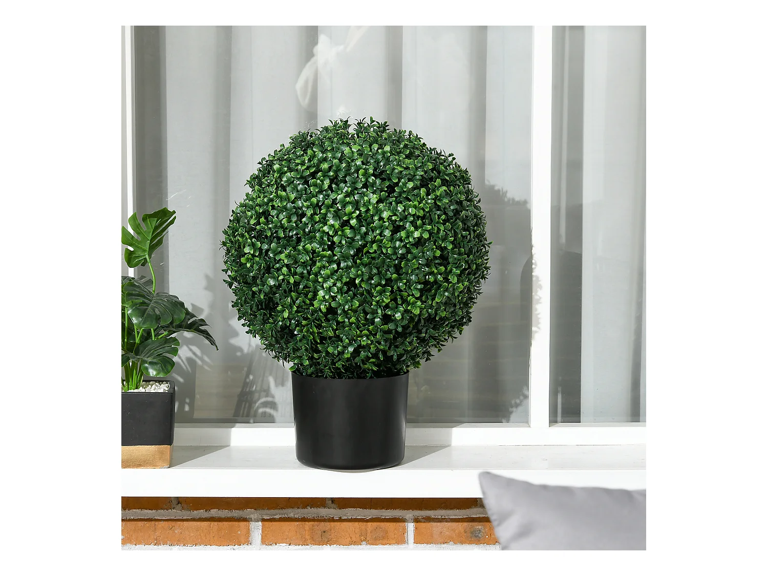 Plantes artificielles 2 pièces, buis en pot, UV résistant, vert (40x40x52 cm)