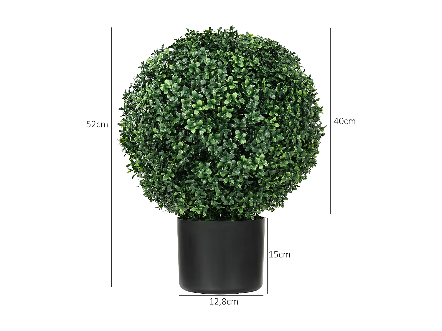 Plantes artificielles 2 pièces, buis en pot, UV résistant, vert (40x40x52 cm)