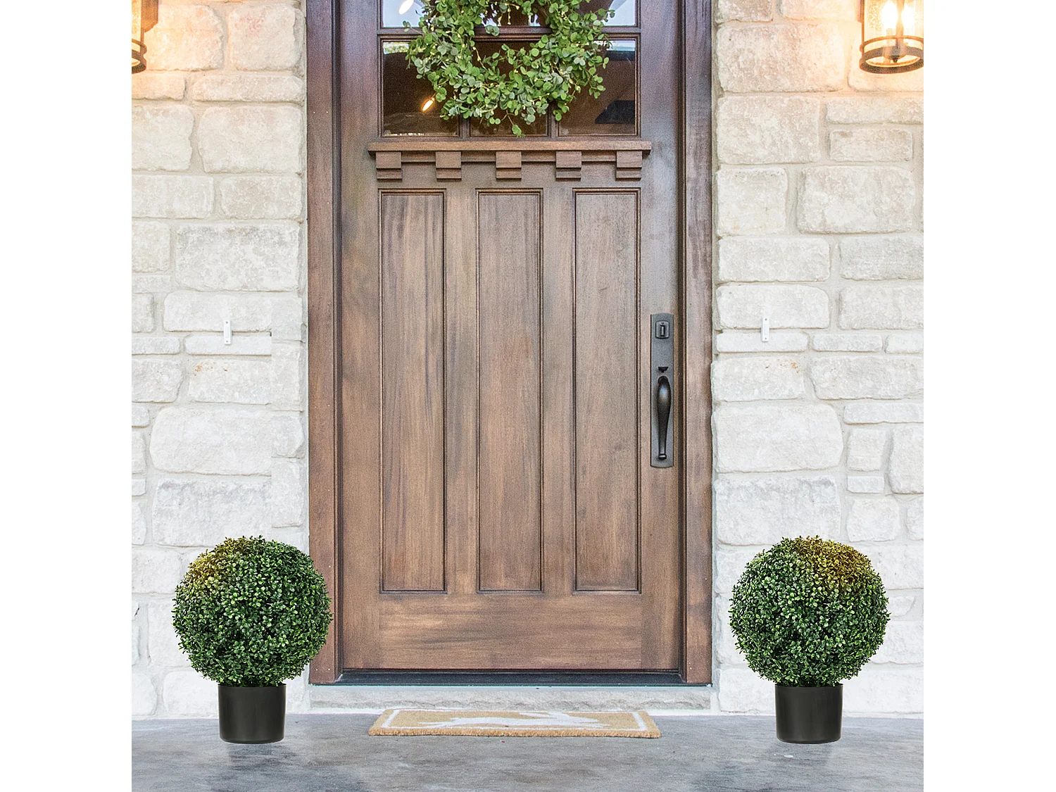 Plantes artificielles 2 pièces, buis en pot, UV résistant, vert (40x40x52 cm)