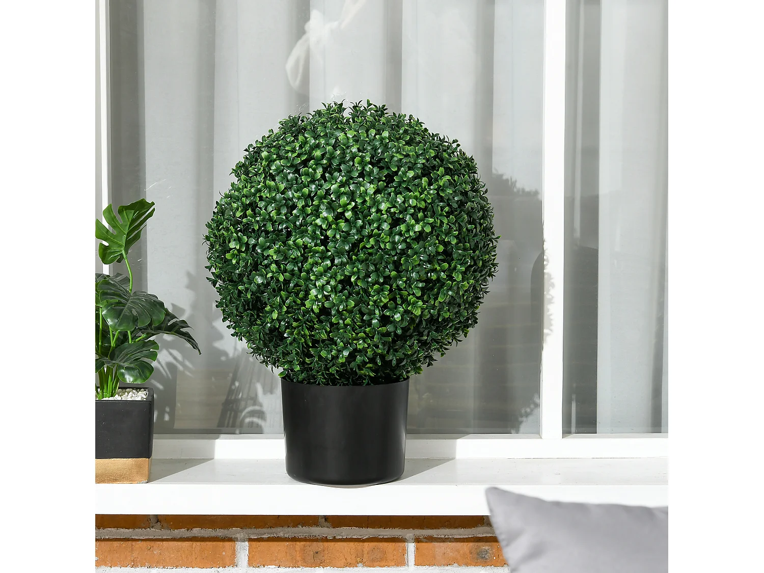 Plantes artificielles 2 pièces, buis en pot, UV résistant, vert (40x40x52 cm)