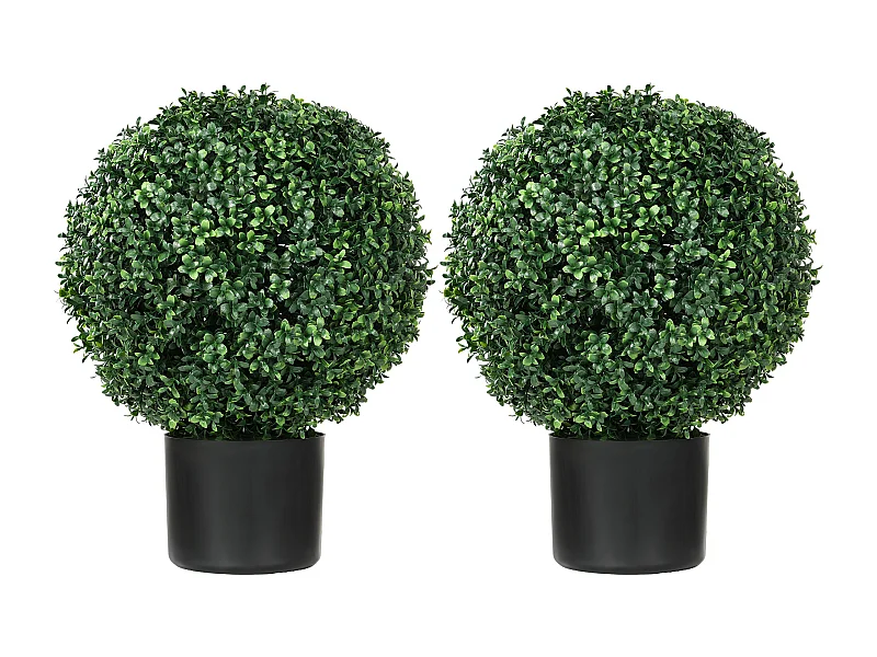 Plantes artificielles 2 pièces, buis en pot, UV résistant, vert (40x40x52 cm)