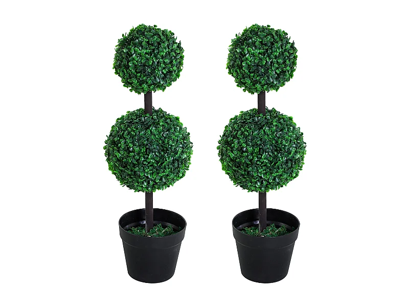 Plante artificielle 2er Set, 67 cm, avec 2 boules, plastique, vert (23x23x67 cm)