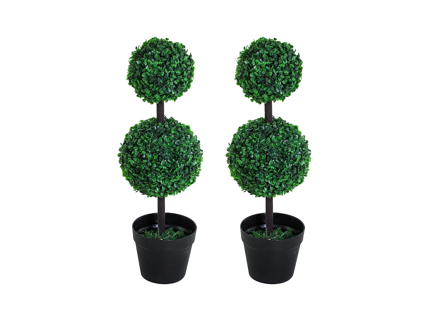 Plante artificielle 2er Set, 67 cm, avec 2 boules, plastique, vert (23x23x67 cm)