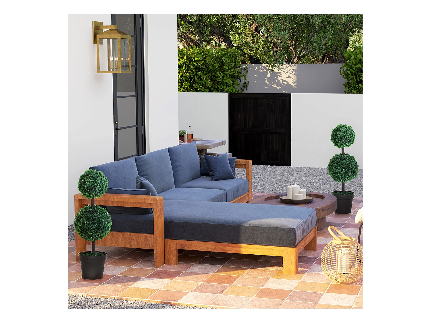 Plante artificielle 2er Set, 67 cm, avec 2 boules, plastique, vert (23x23x67 cm)