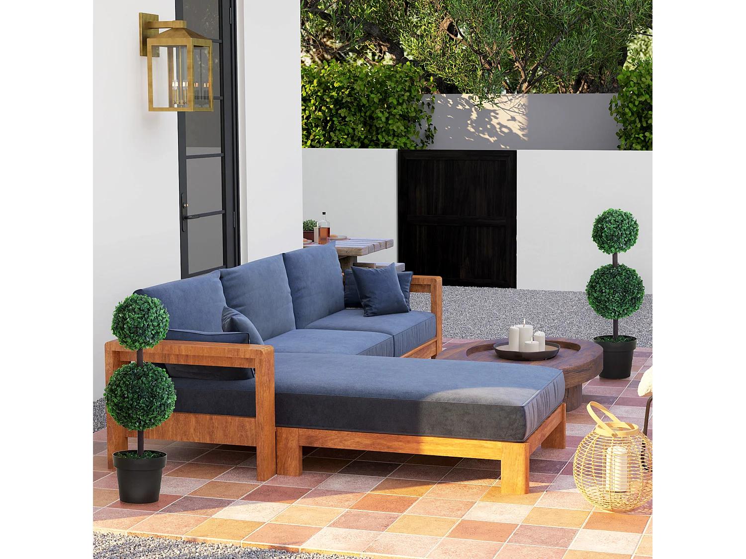 Plante artificielle 2er Set, 67 cm, avec 2 boules, plastique, vert (23x23x67 cm)