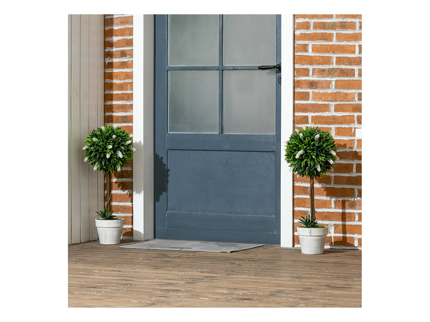 Set de 2 lavandes artificielles grandes, plastique durable, blanc (14.5x14.5x60cm)