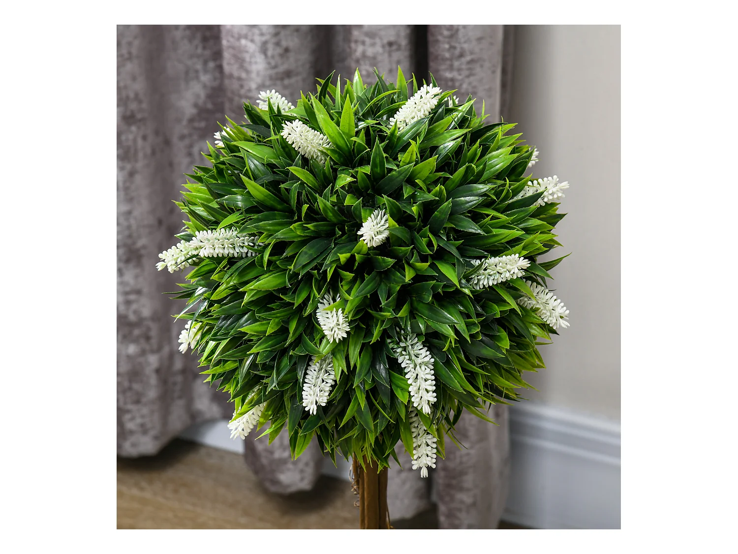 Set de 2 lavandes artificielles grandes, plastique durable, blanc (14.5x14.5x60cm)