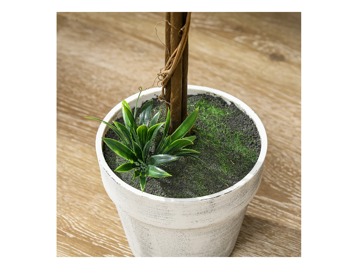 Set de 2 lavandes artificielles grandes, plastique durable, blanc (14.5x14.5x60cm)