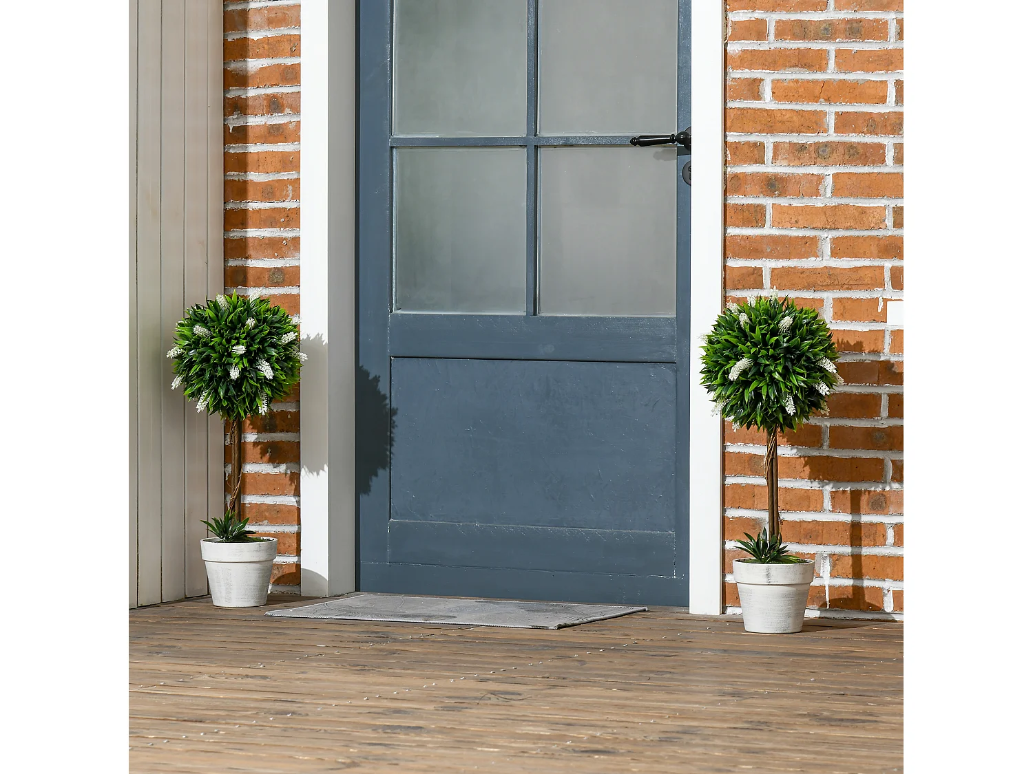 Set de 2 lavandes artificielles grandes, plastique durable, blanc (14.5x14.5x60cm)