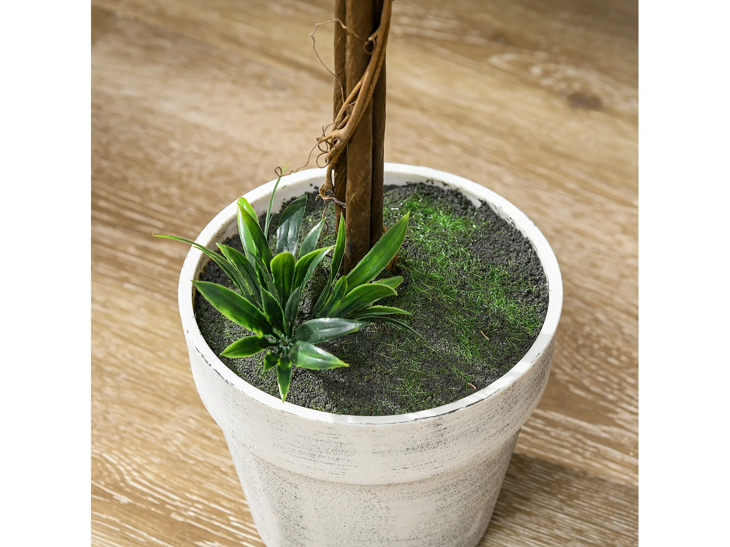 Set de 2 lavandes artificielles grandes, plastique durable, blanc (14.5x14.5x60cm)