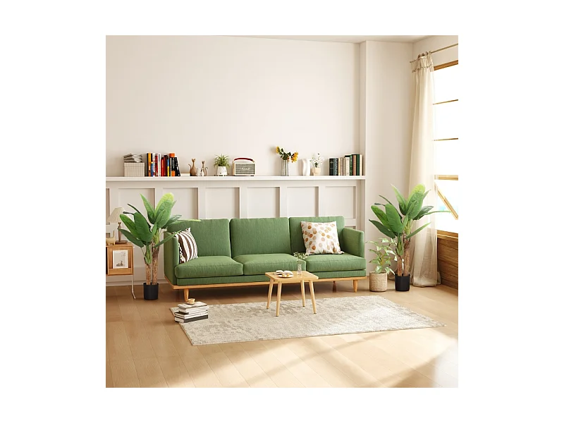 Arbre à banane artificiel 2 pièces, avec pot et mousse artificielle, plastique, vert (17x17x120 cm)